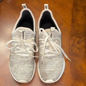 Adidas Light Gray Knit Lace-Up Sneakers